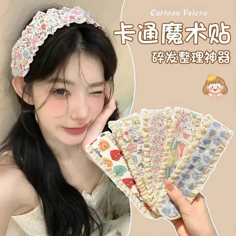 Bờm Dán Tóc Giữ Mái Hoa Nhí Viền Ren Phong Cách Hàn Quốc Dễ Thương