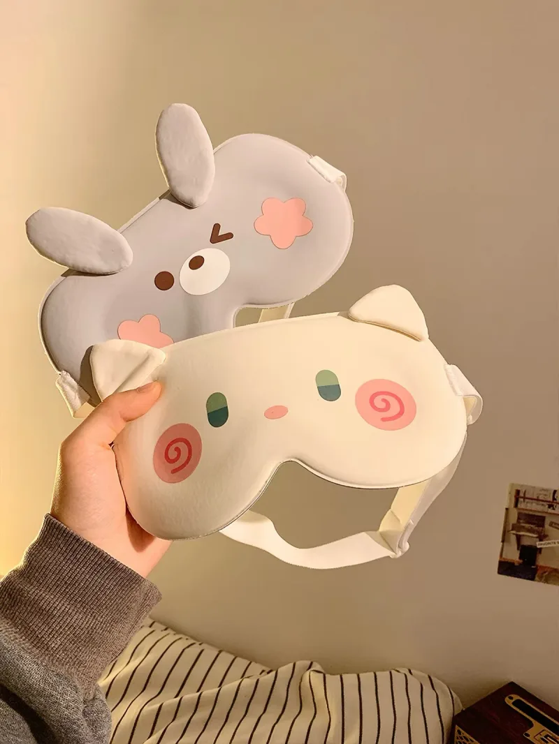 Bịt Mắt Ngủ Lụa Băng 3D Nổi Hình Thú Che Sáng Thoáng Mát Dễ Thương
