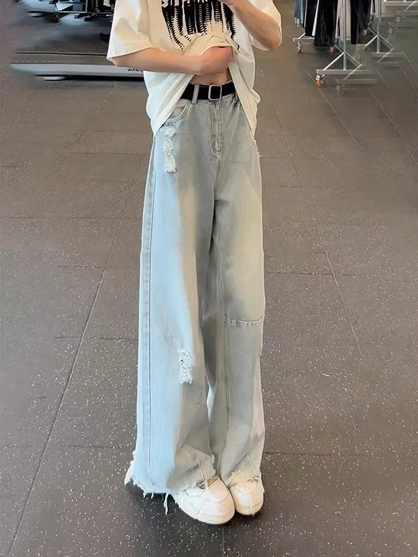 Quần Jeans Nam/Unisex Ống Suông Cong Curved / Loa Nhẹ Rách Cào Mài Wash Style Mỹ Bụi Bặn Cool Ngầu