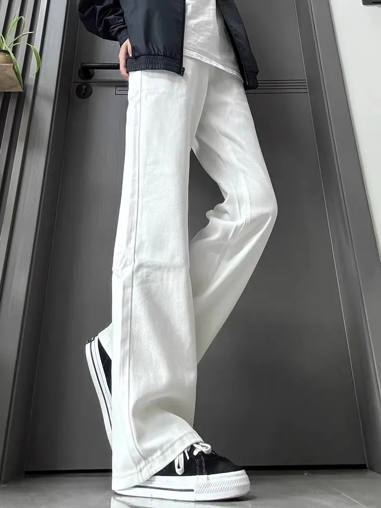 Quần Jeans Nam/Unisex Màu Trắng Dáng Loa Nhẹ / Ống Suông Style Cleanfit Mỹ Vibe High Street Hack Chân