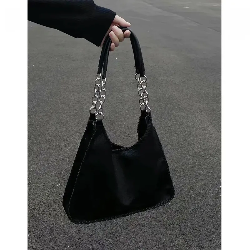 Túi Tote Kẹp Nách / Đeo Vai Sức Chứa Sức Chứa Lớn Quai Phối Xích Bạc Nhật Bản