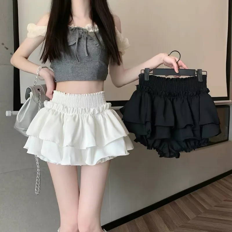 Chân Váy Giả Quần / Váy Bánh Kem 2 Tầng Bèo Nhún Cạp Cạp Mèo Style Balletcore Ngọt Ngào Gợi Cảm